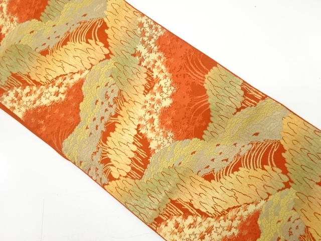 山並に樹木模様織り出し　名古屋帯